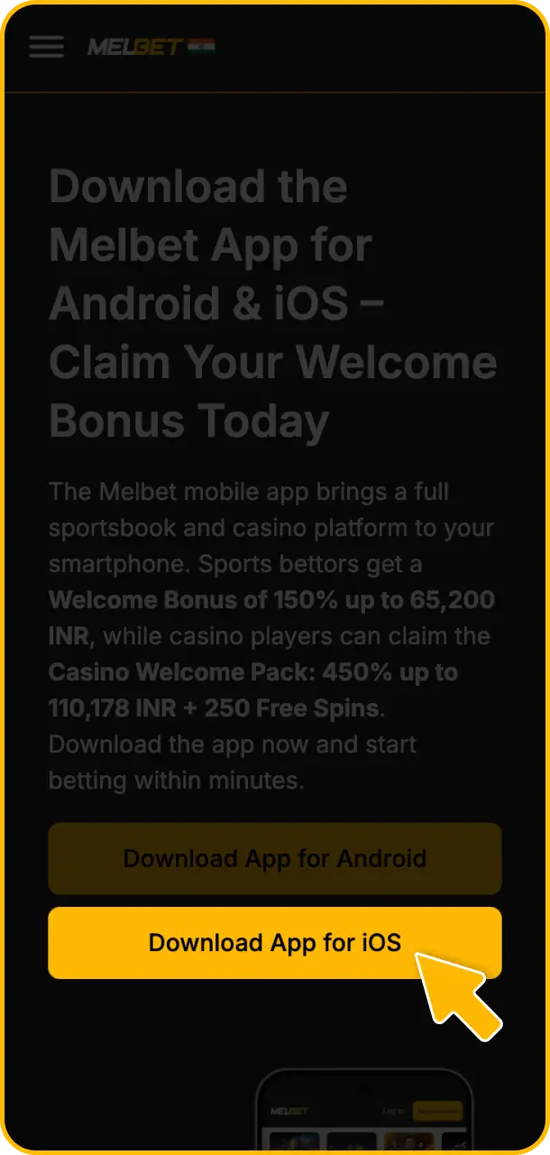 Tap the App Store button to find the official Melbet app.
