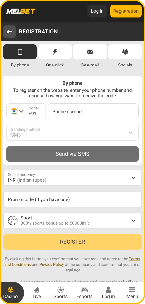 Create your personal account using the Melbet app register interface quickly.
