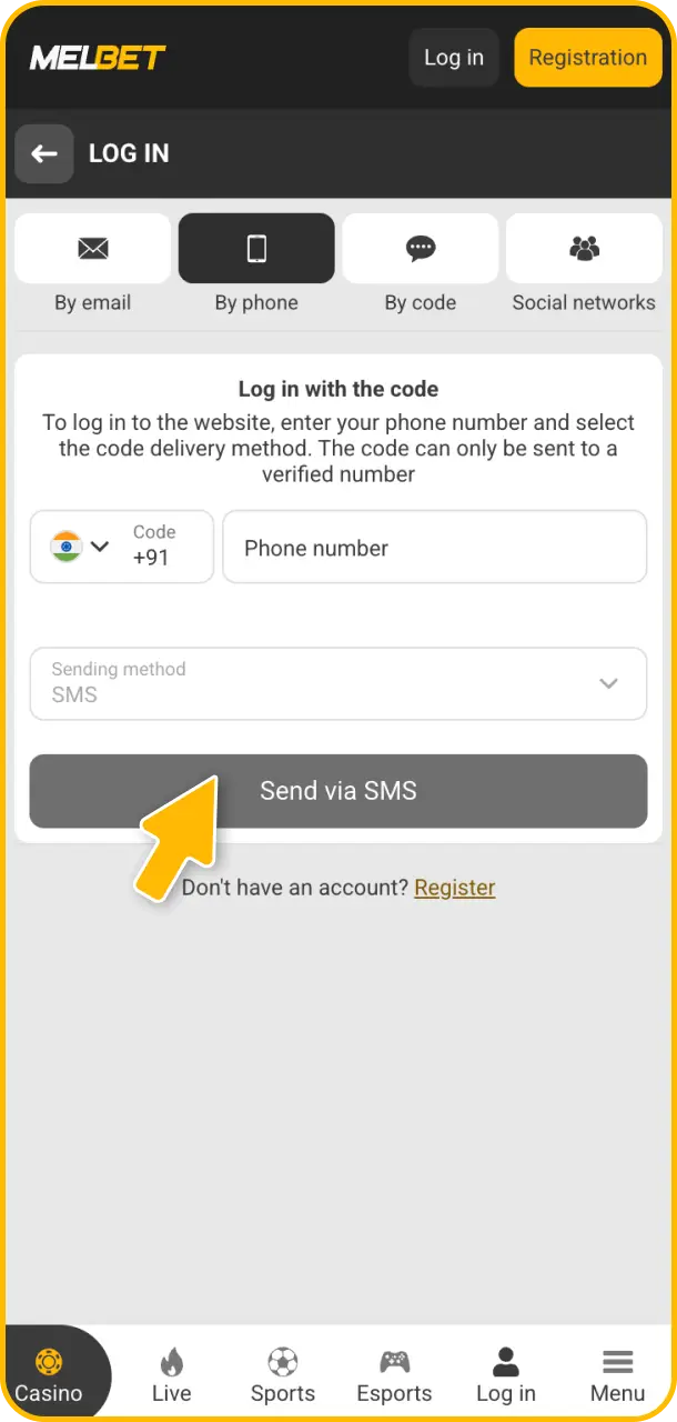 Open and log in to your account to check Melbet Aviator.