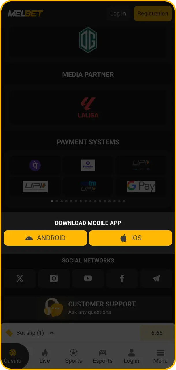 Find app link options to install the Melbet basketball mobile utility.