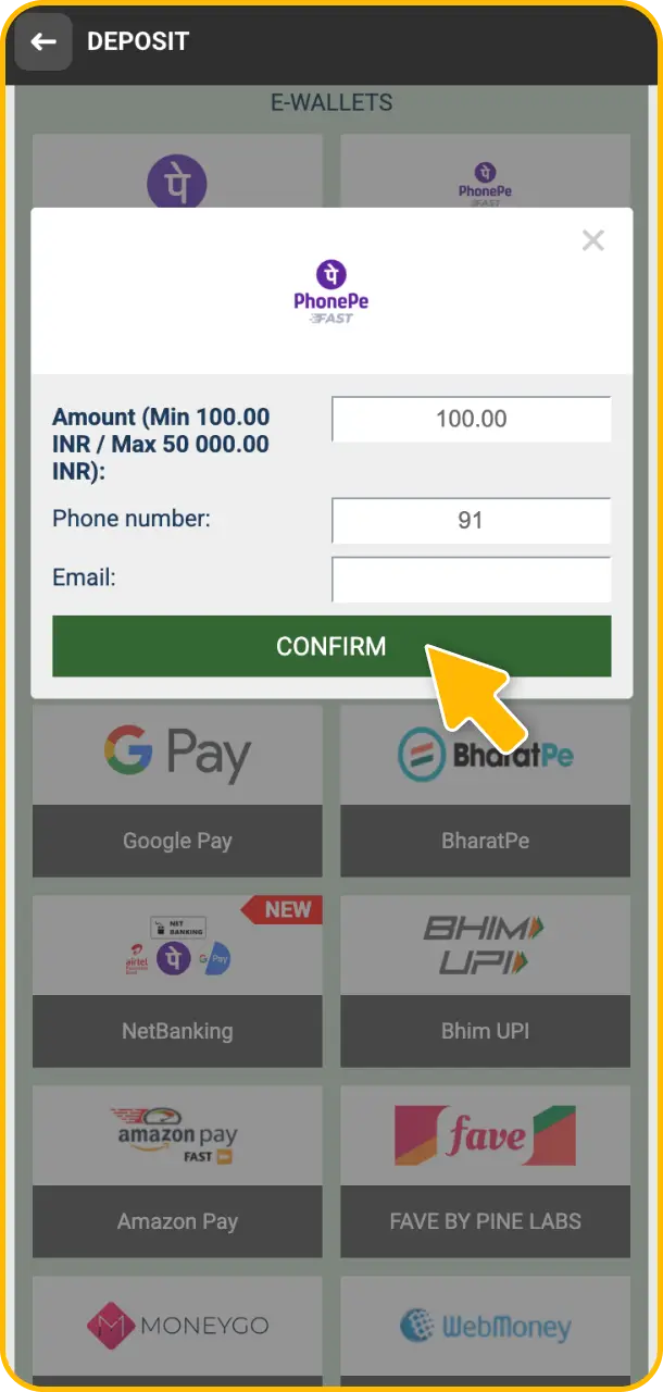 Complete your first deposit using secure Indian banking methods to activate your Melbet bonus funds.