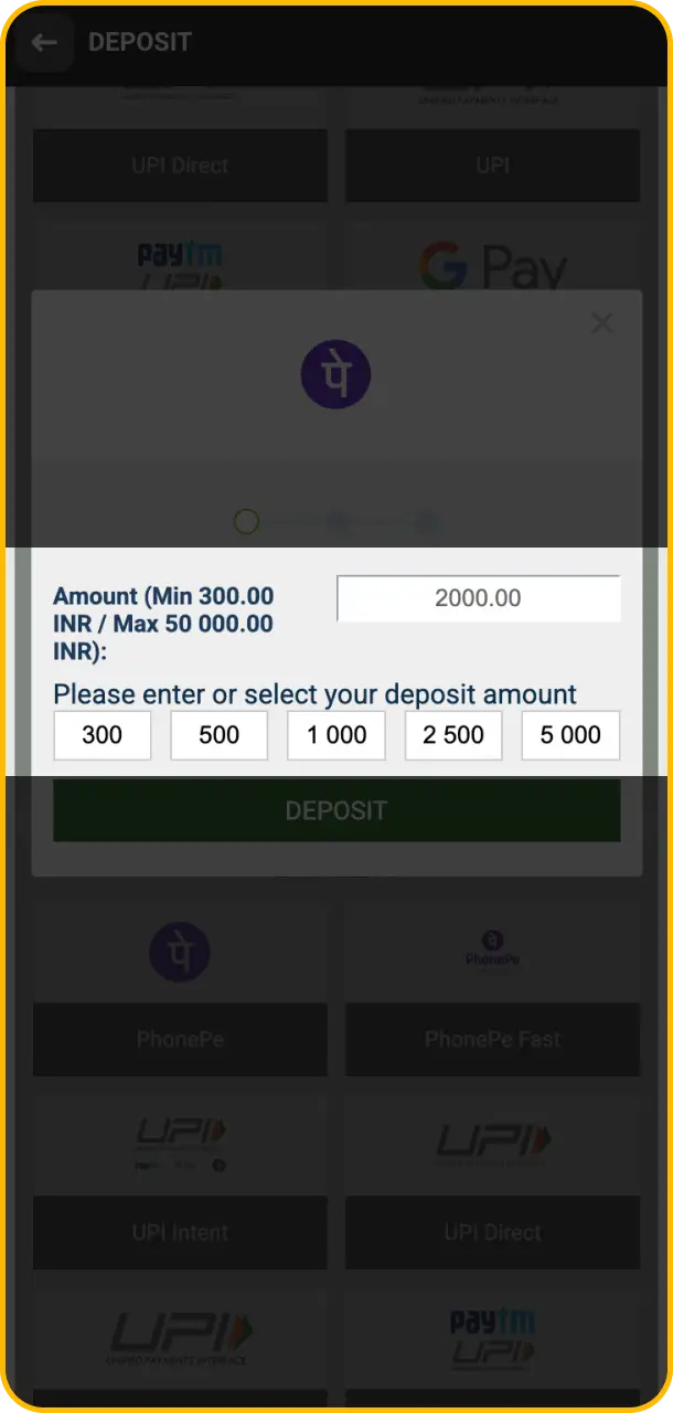 Enter the deposit amount you wish to add to your balance for Melbet deposit matching.