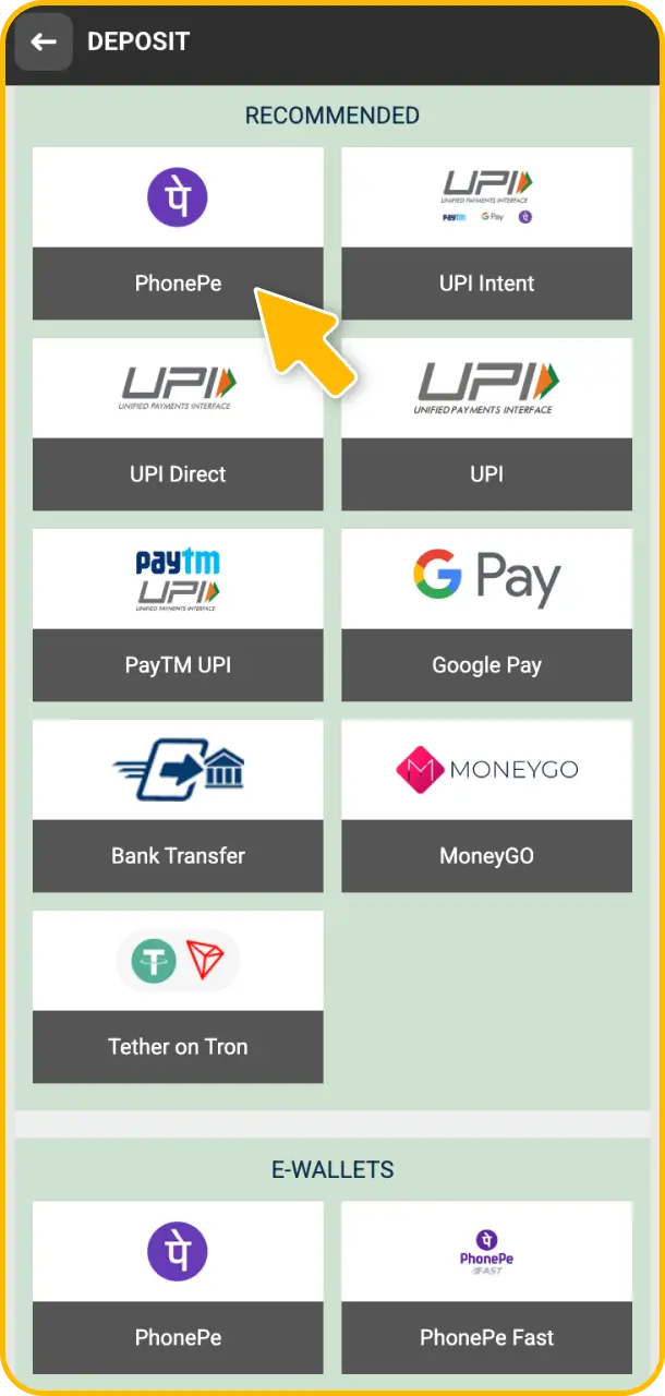 Select your preferred payment method from the secure local options on the Melbet deposit screen.