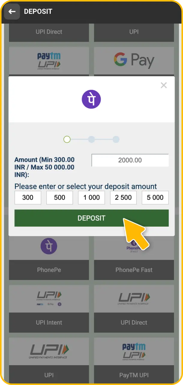 Make your first deposit using local Indian methods at Melbet esports.