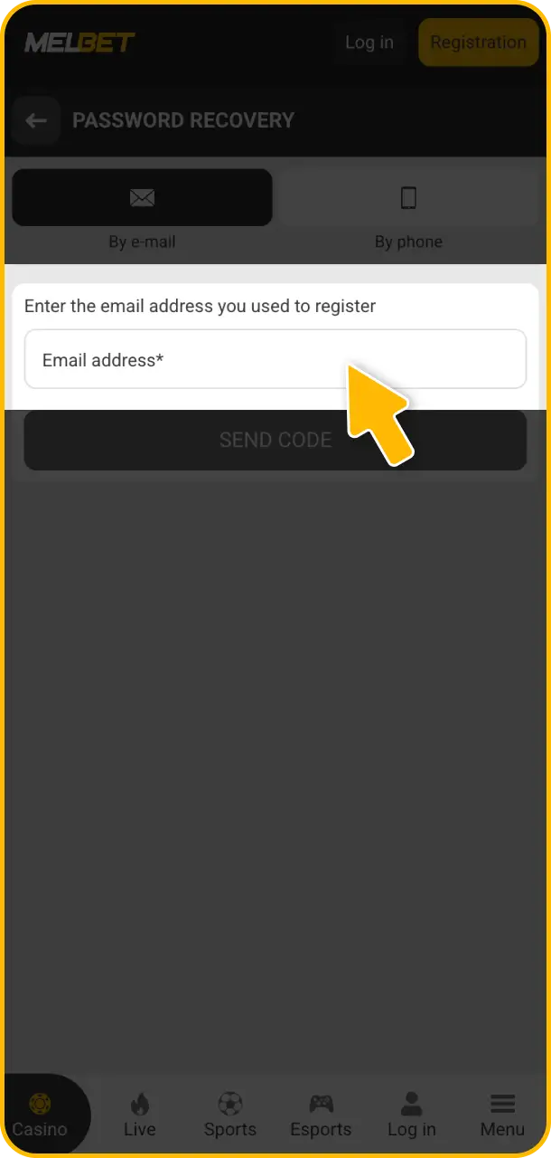 Enter your registered contact details accurately into the Melbet login security panel.