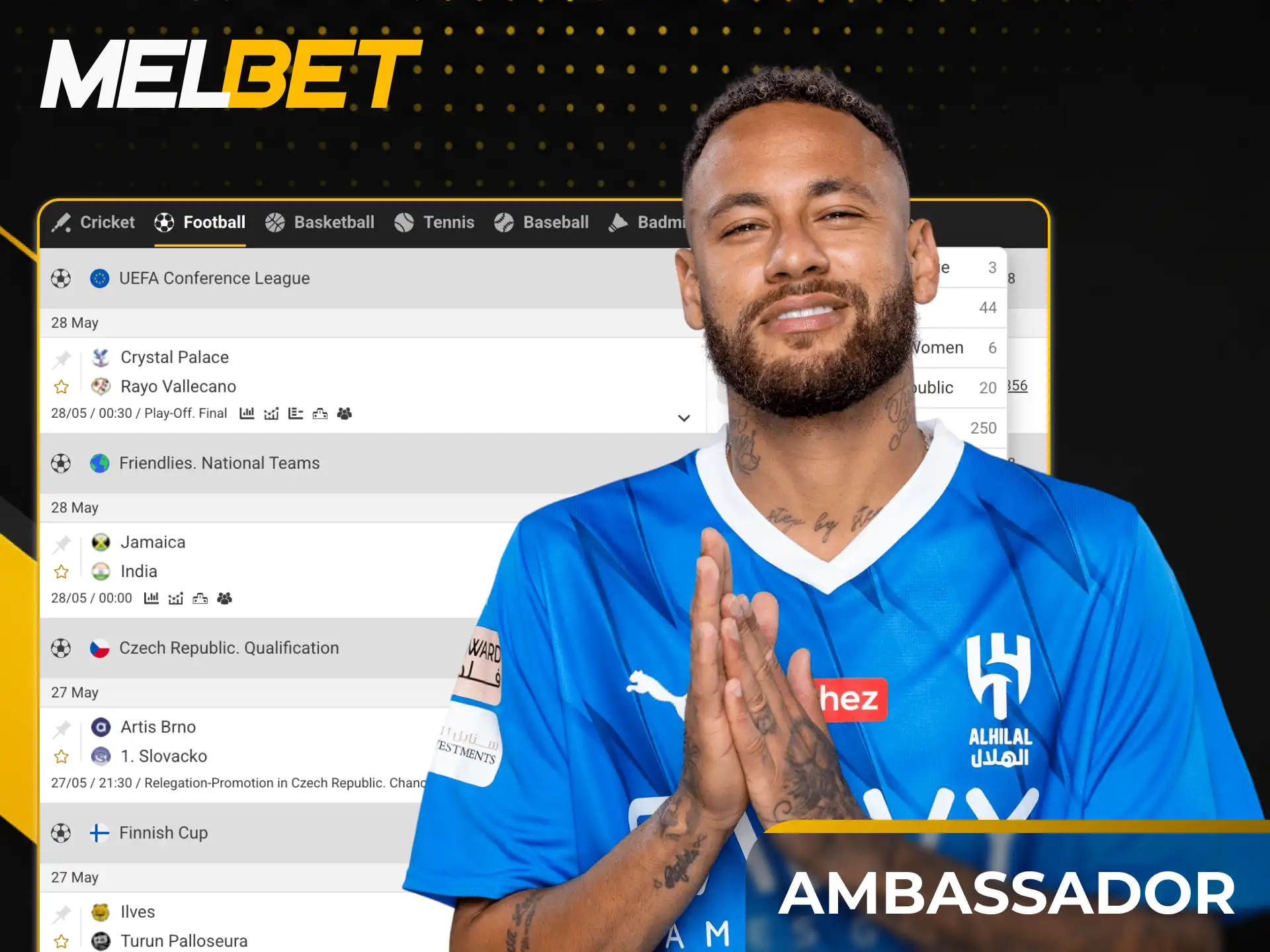 Discover the official Melbet brand ambassador and follow the latest updates.