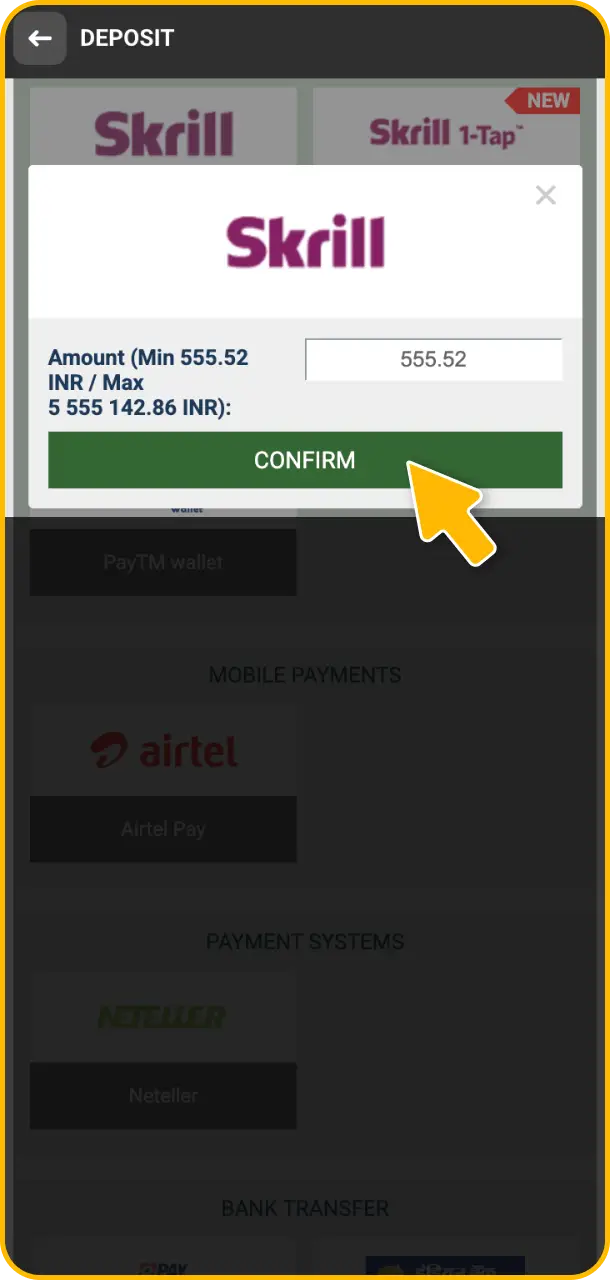 Make a qualifying deposit using local Indian payment systems right after Melbet register.