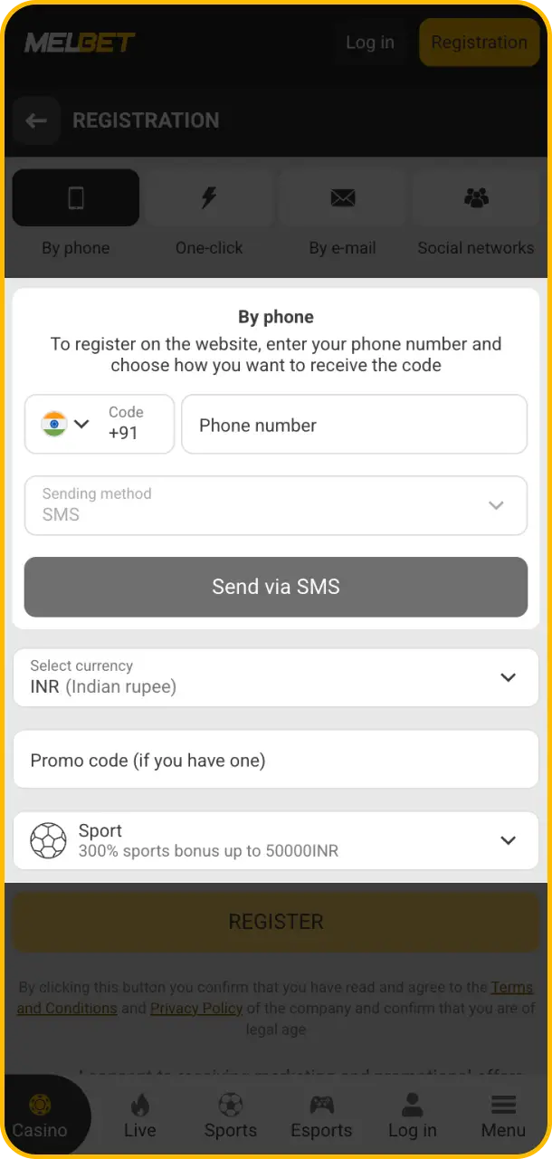 Fill in your details accurately to complete your profile verification during Melbet register.