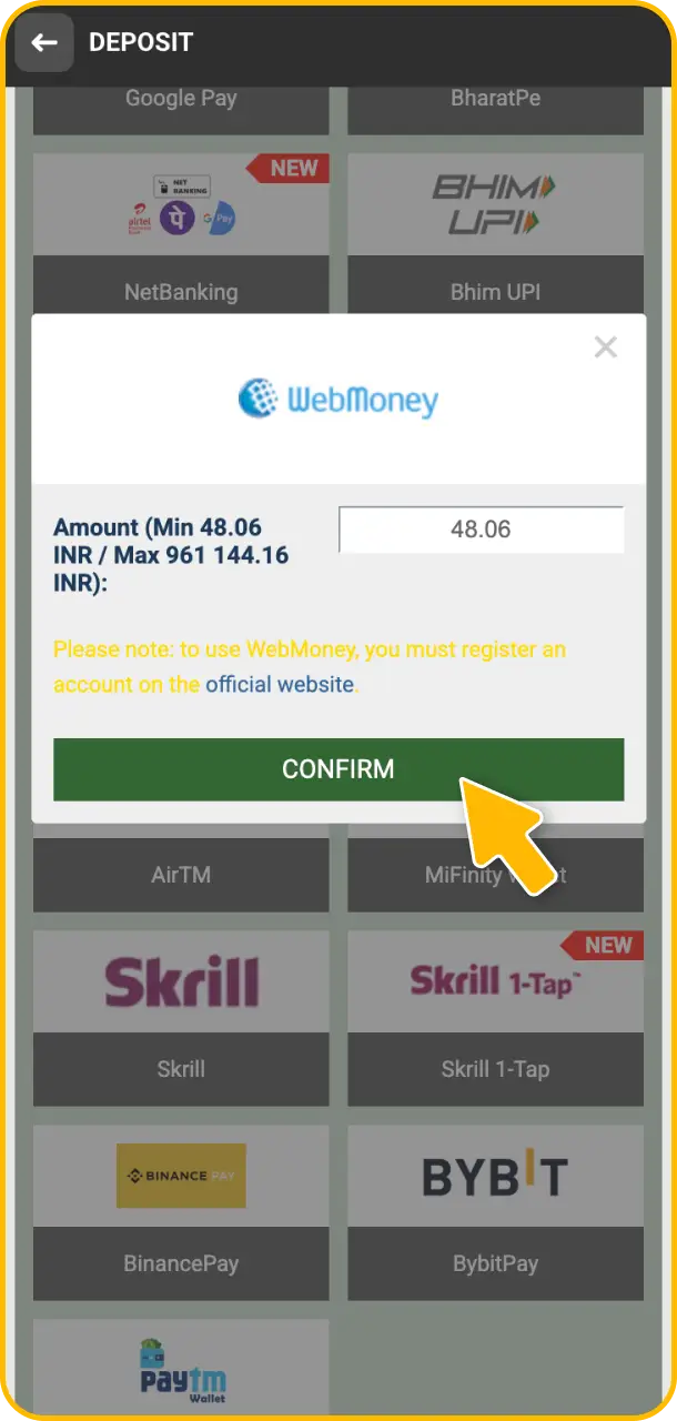 Deposit funds securely using convenient Indian banking methods at Melbet tennis.