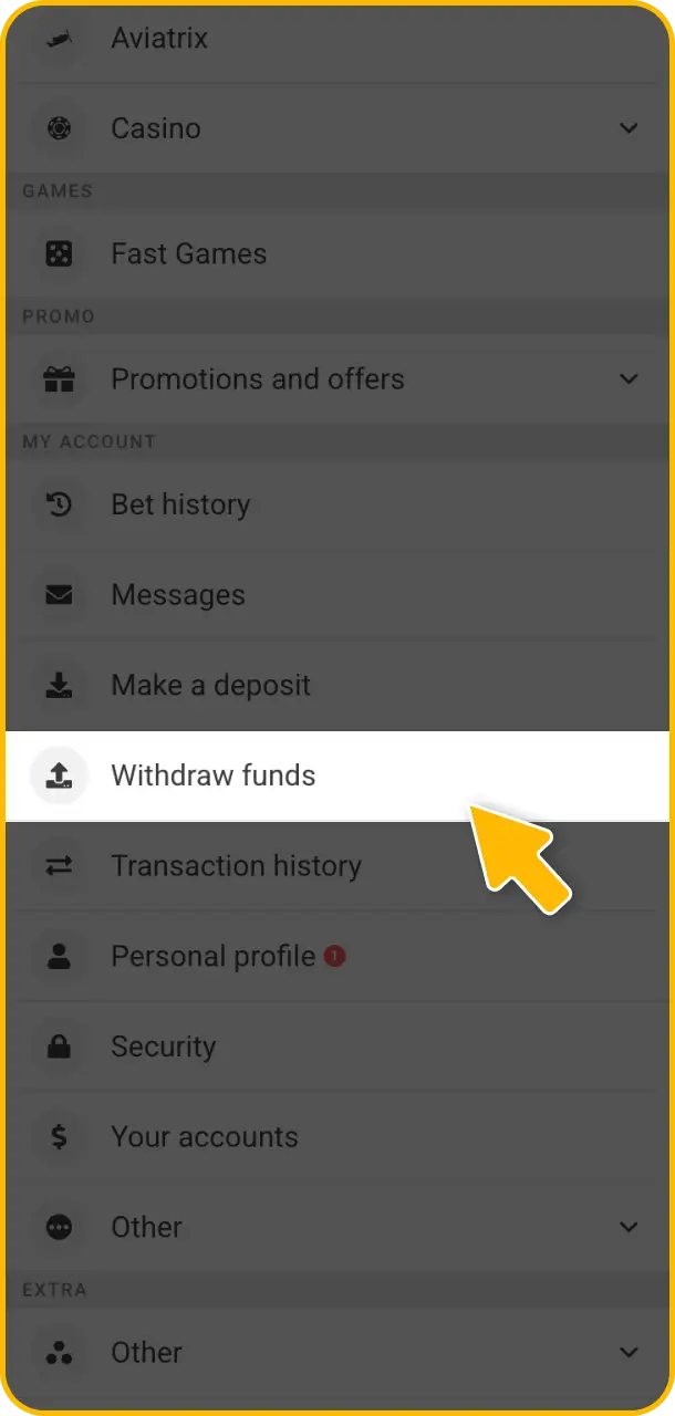 Go to the cashier section to manage your winnings on the Melbet withdrawal screen.